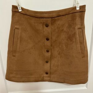 Tan/ camel button suede mini skirt